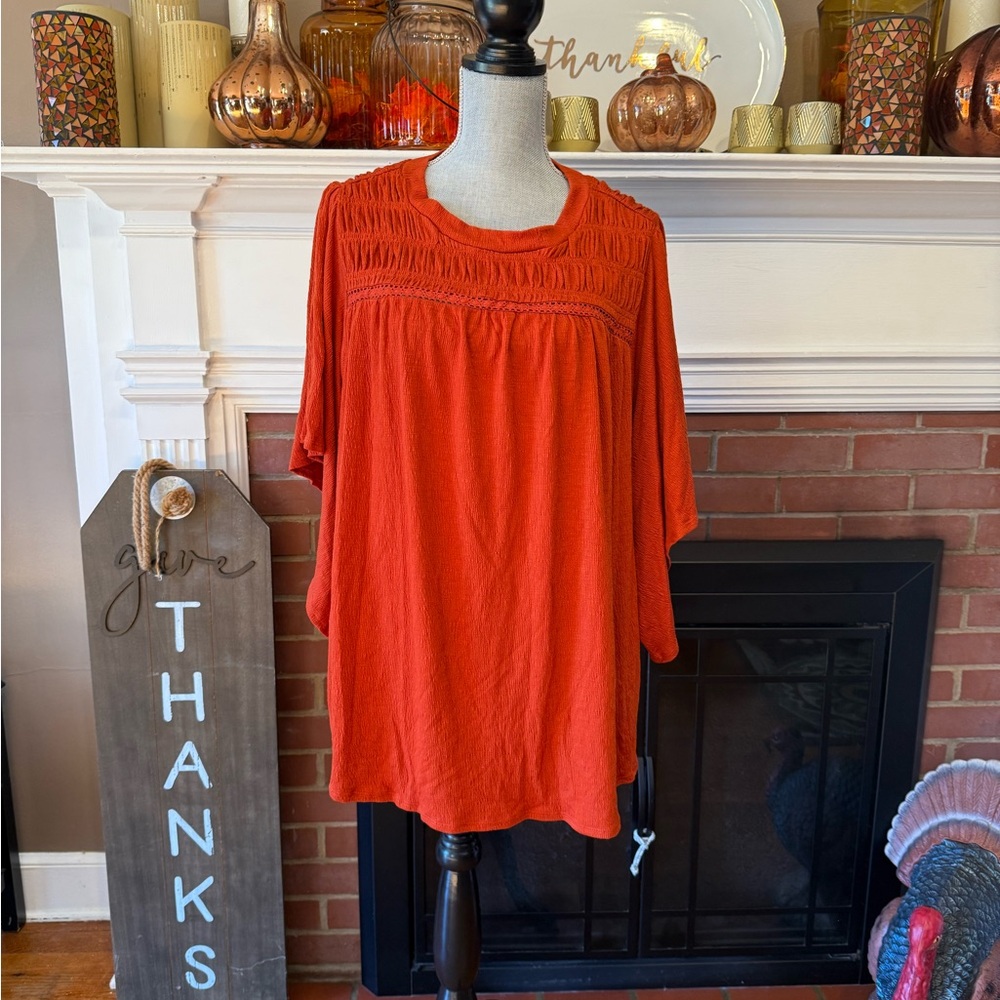 Torrid smocked neck burnt orange top